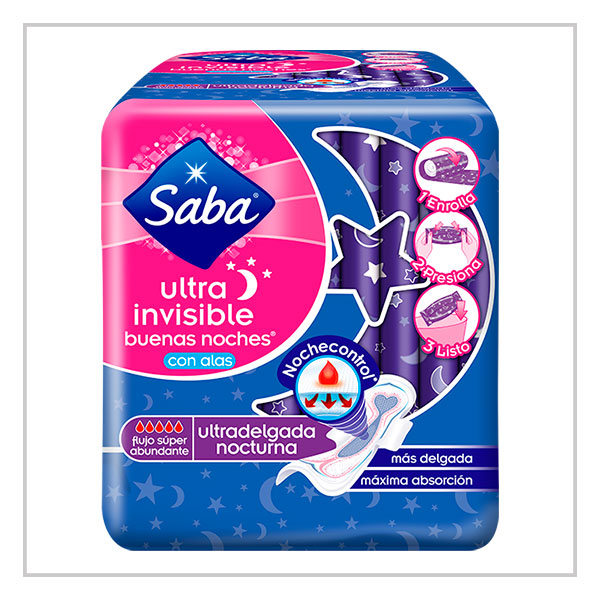 Saba Ultra Invisible Buenas Noches Ultra Delgada Con Alas 10pz Zedel Distribuidora 1587